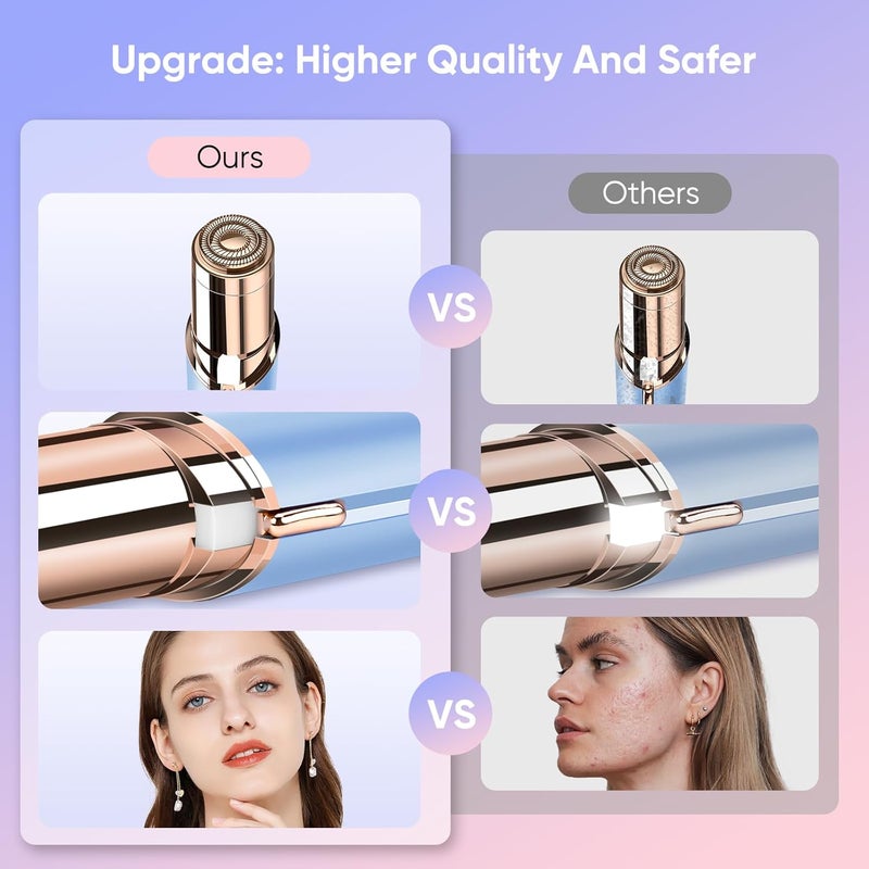 claities Facial Hair Remover for Women- as Seen on TV Painless Face Shaver -Mini Hair Remover, Electric Razor Shaver Portable Bikini Epilator for Lips, Chin, Armpit, Peach Fuzz, Fingers, Neck, Cheek(Blue) - Image 5